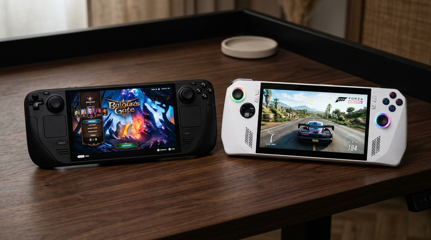 Steam Deck OLED pret ROG Ally X: Mēnesis ceļā ar diviem rokas spēļu datoru gigantiem